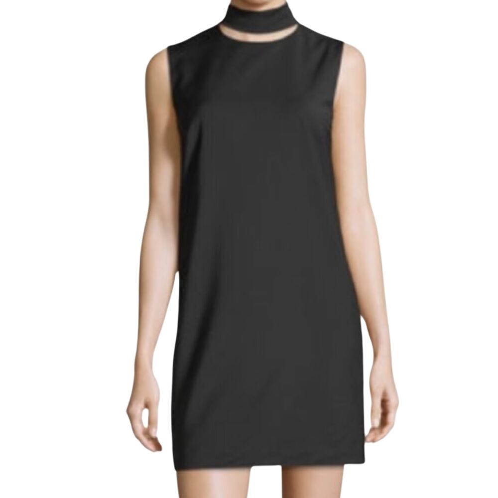 NWT Theory Sleeveless Slit Collar Dress B in Black 75% Wool Size Small